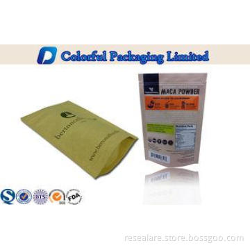 Matte Printing Kraft Paper Stand Up Pouch For cookies / cof